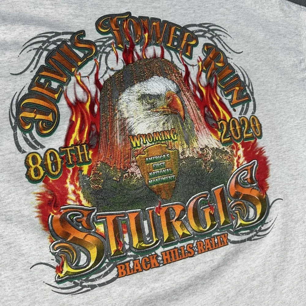 Sturgis Shirt Mens 2XL Grey Devils Tower Run Black Hills Rally Bald Eagle Biker - Picture 5 of 7